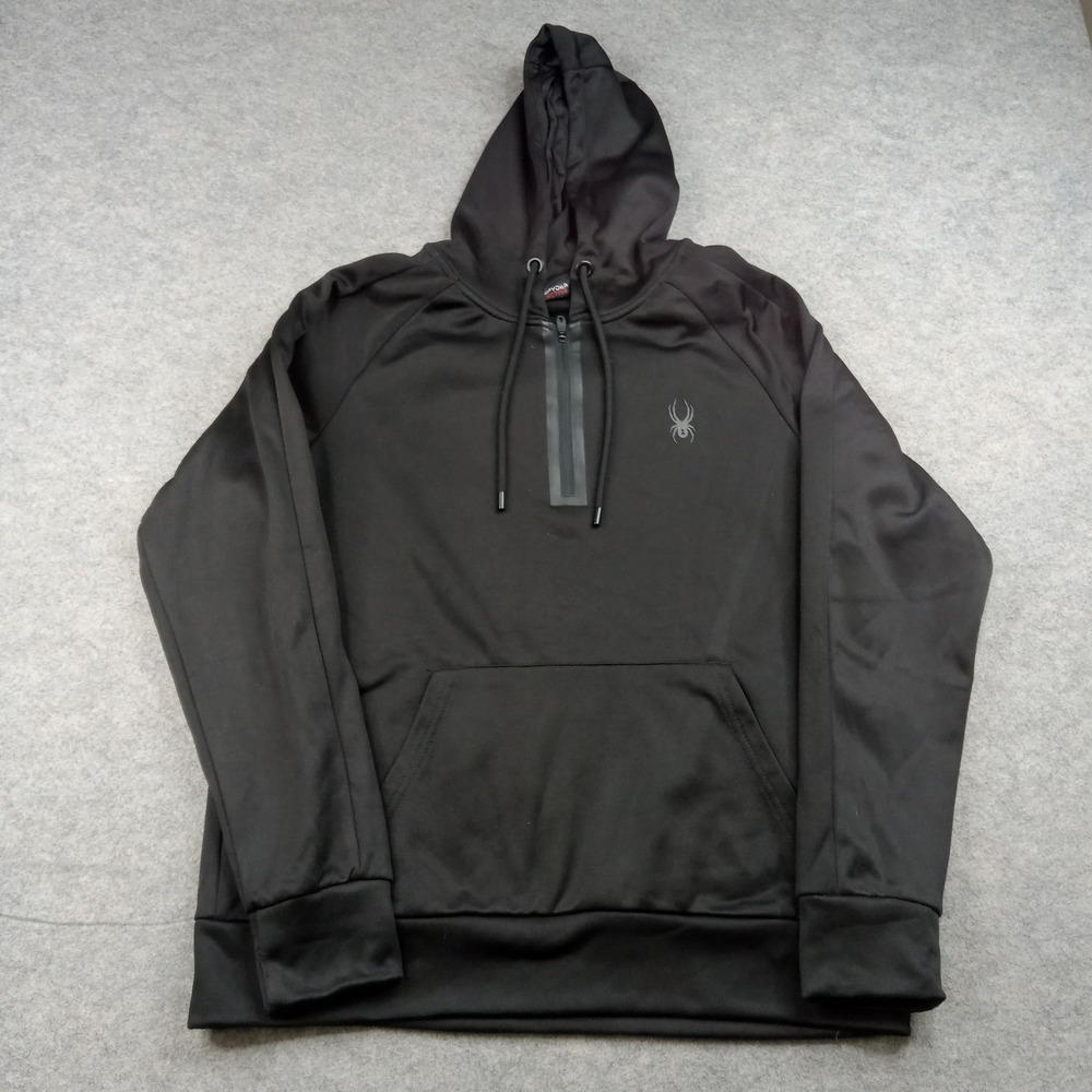 Spyder Hoodie‎ Mens Large Black ProW-B Active Pullover Sweatshirt Logo Athletic